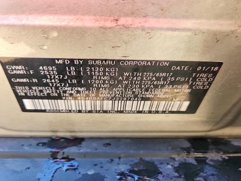 2018 SUBARU OUTBACK 2.5I PREMIUM 12