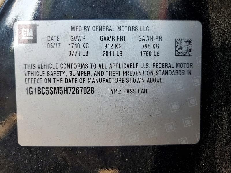2017 CHEVROLET CRUZE LS 12
