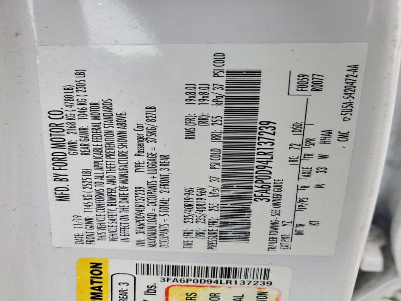 2020 FORD FUSION TITANIUM 12