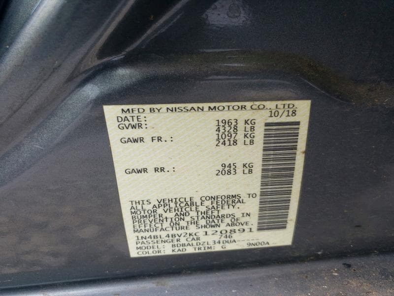2019 NISSAN ALTIMA S 13
