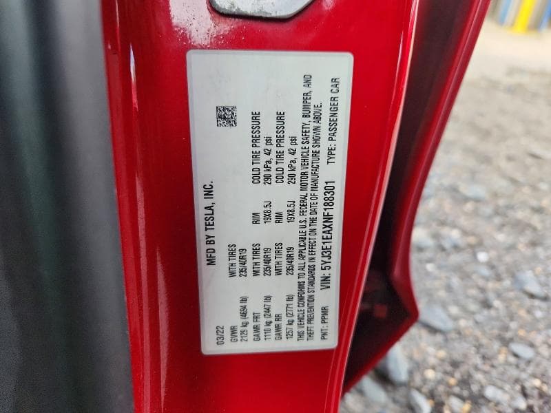 2022 TESLA MODEL 3 12