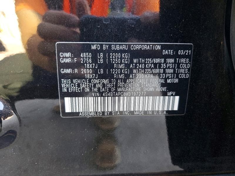 2021 SUBARU OUTBACK TOURING 14