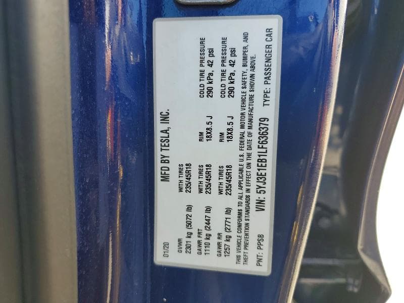 2020 TESLA MODEL 3 12