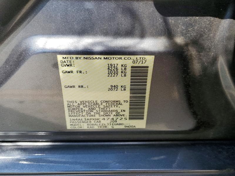 2017 NISSAN ALTIMA 2.5 S 12