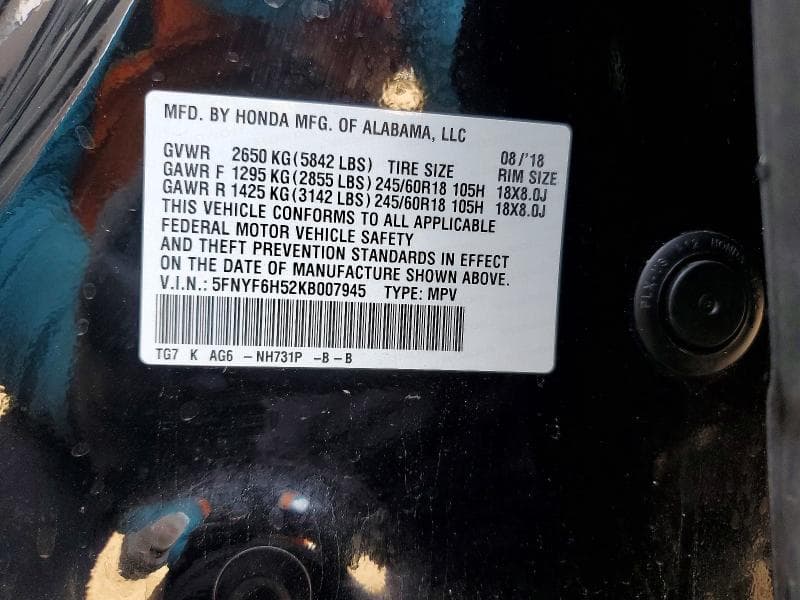 2019 HONDA PILOT EXL 13