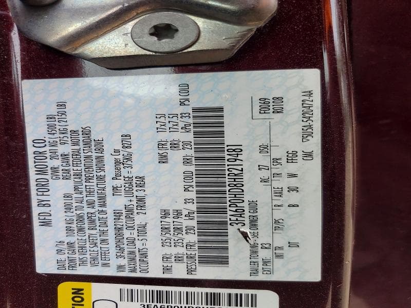 2017 FORD FUSION SE 13