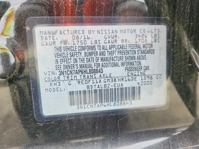 2017 NISSAN VERSA 1.6 SV 12