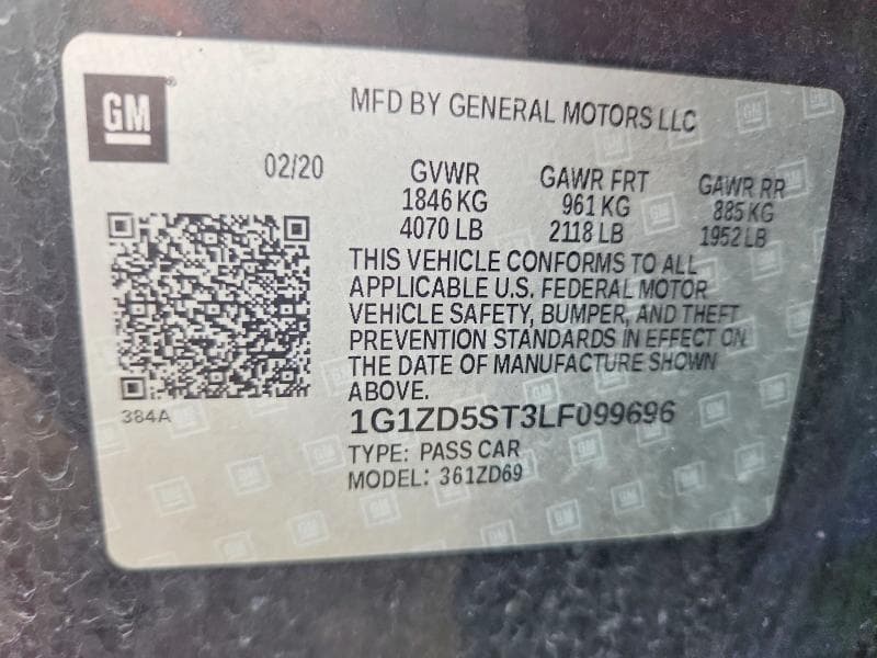 2020 CHEVROLET MALIBU LT 12