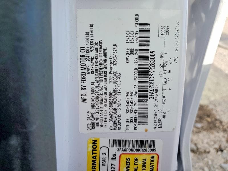 2019 FORD FUSION SE 12