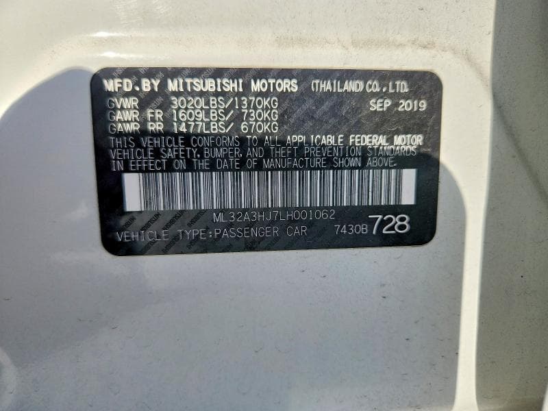 2020 MITSUBISHI MIRAGE ES 12