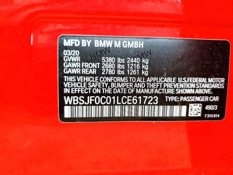 2020 BMW M5 BASE 12