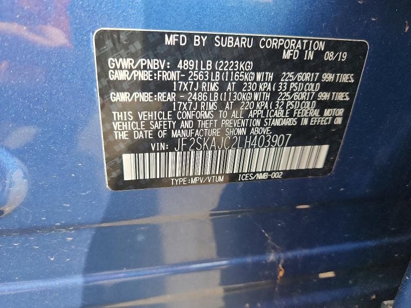 2020 SUBARU FORESTER PREMIUM 12