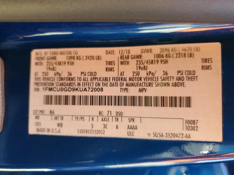 2019 FORD ESCAPE SE 14