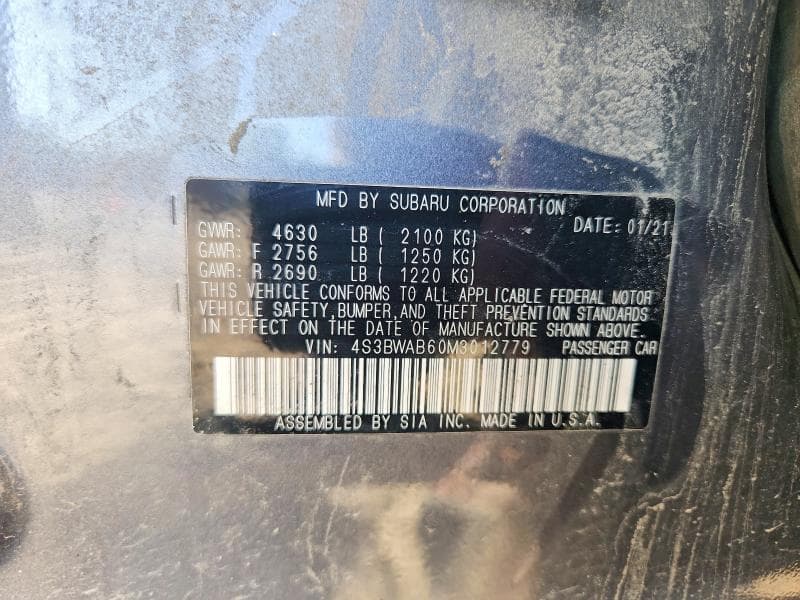 2021 SUBARU LEGACY 12