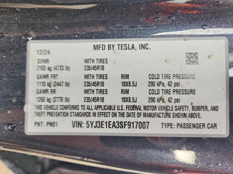 2025 TESLA MODEL 3 12