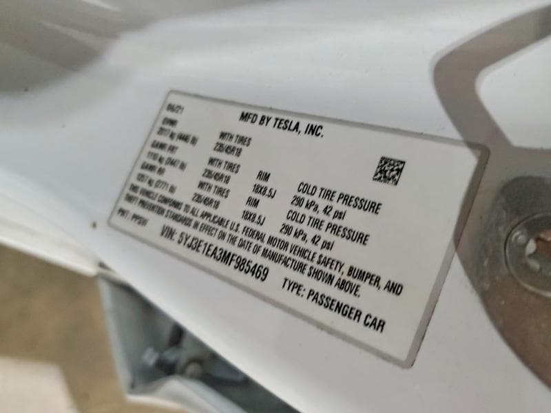 2021 TESLA MODEL 3 12