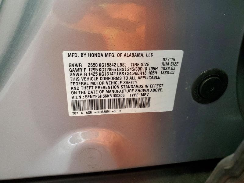 2019 HONDA PILOT EXL 13