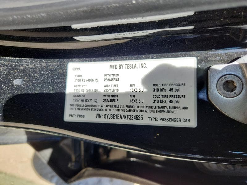 2019 TESLA MODEL 3 12