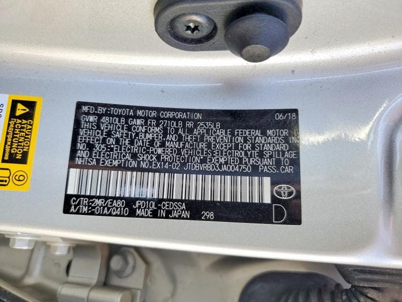 2018 TOYOTA MIRAI BASE 12