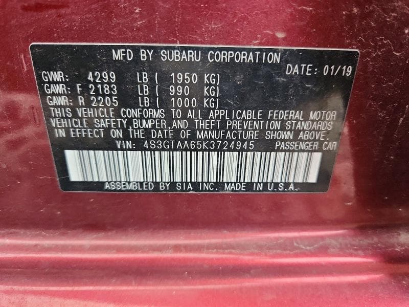 2019 SUBARU IMPREZA 12