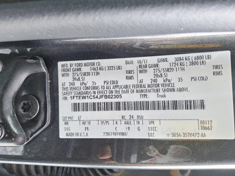 2018 FORD F150 SUPERCREW 12