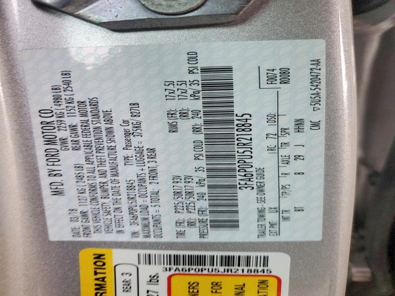2018 FORD FUSION SE PHEV 12