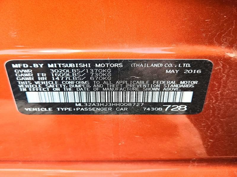 2017 MITSUBISHI MIRAGE ES 12