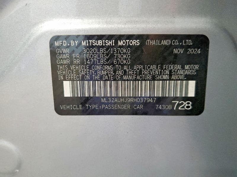 2024 MITSUBISHI MIRAGE ES 12