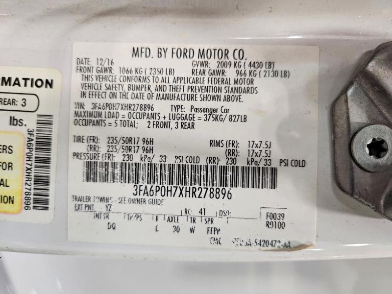 2017 FORD FUSION SE 12