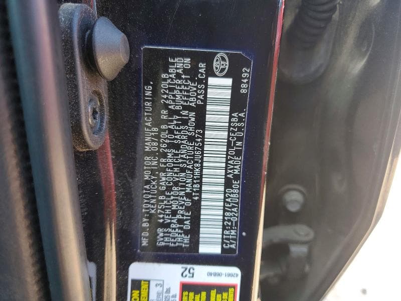 2018 TOYOTA CAMRY SE 12