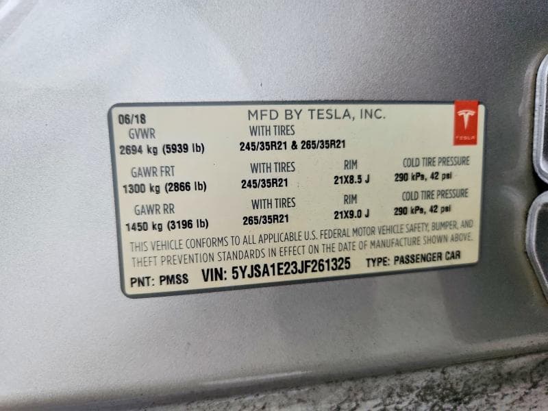 2018 TESLA MODEL S 13