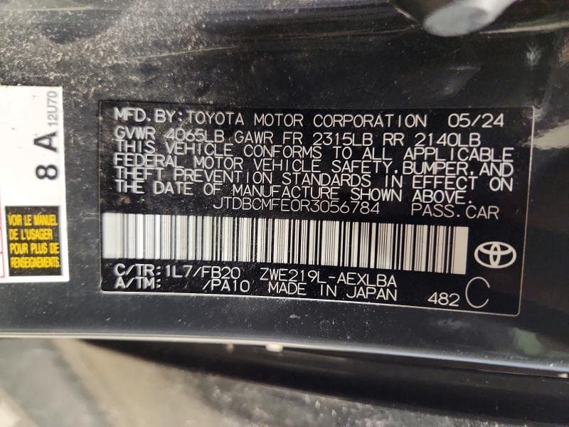 2024 TOYOTA COROLLA HYBRID LE 12