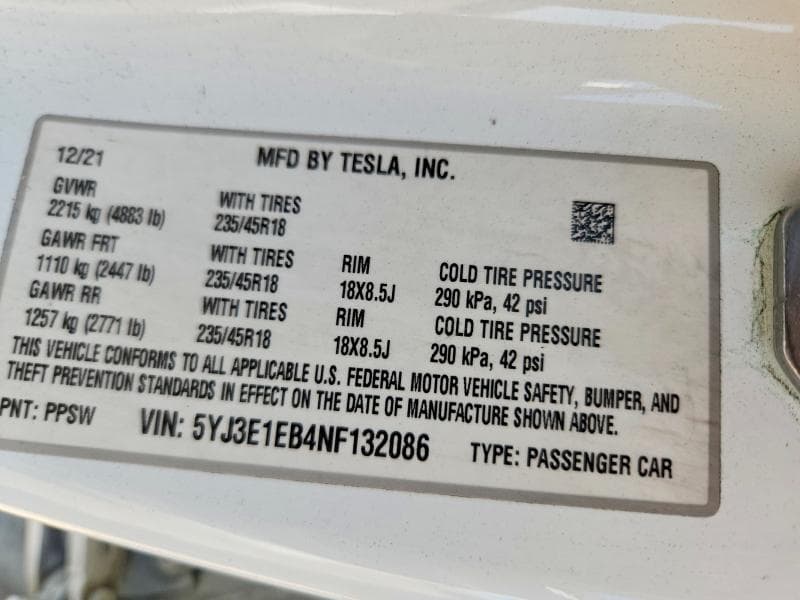 2022 TESLA MODEL 3 13