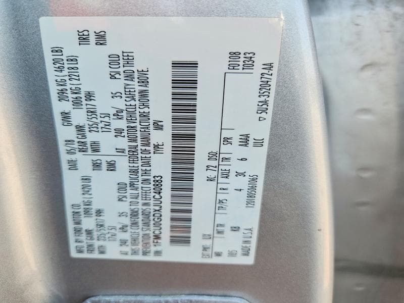 2018 FORD ESCAPE SE 13