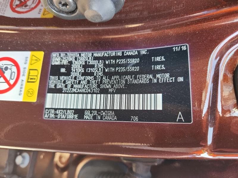 2017 LEXUS RX 350 BASE 12