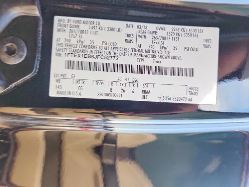 2018 FORD F150 SUPER CAB 12