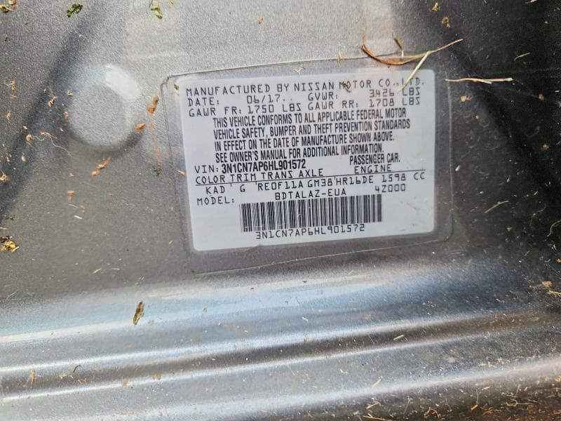 2017 NISSAN VERSA 1.6 S PLUS 12