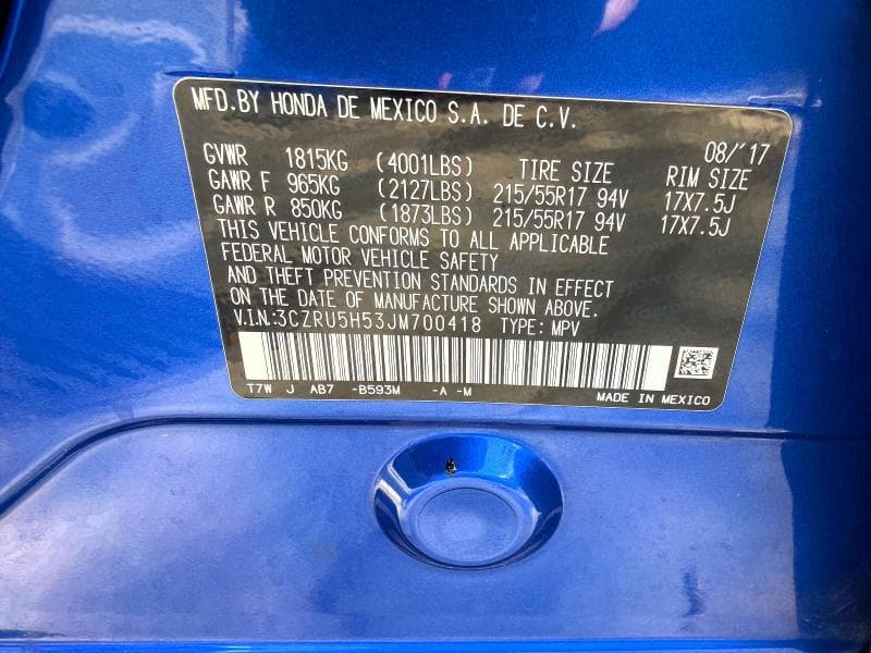 2018 HONDA HR-V EX 10