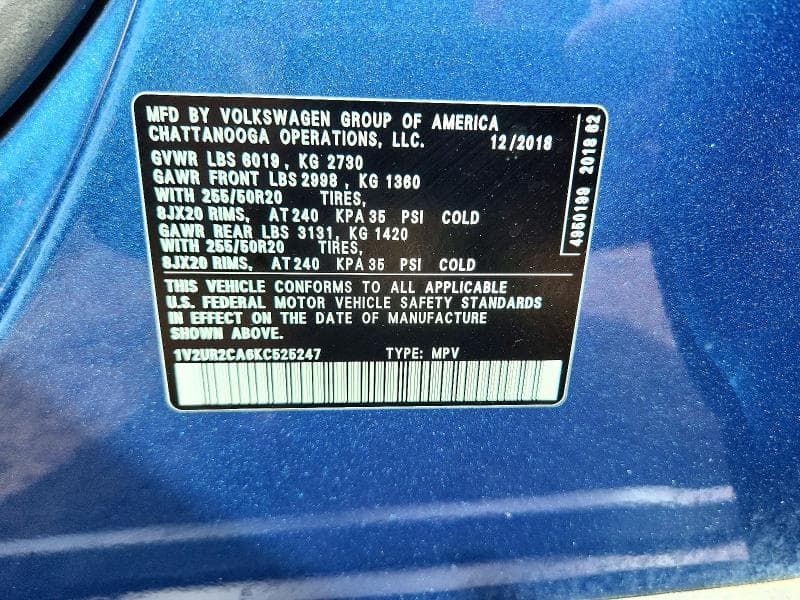 2019 VOLKSWAGEN ATLAS SE 12