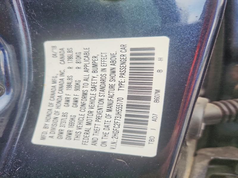 2018 HONDA CIVIC EX 13