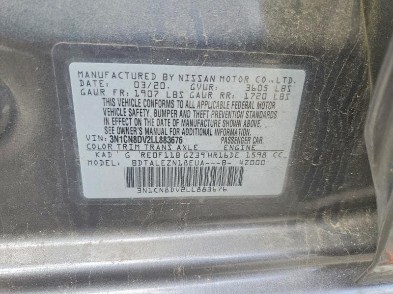 2020 NISSAN VERSA S 12