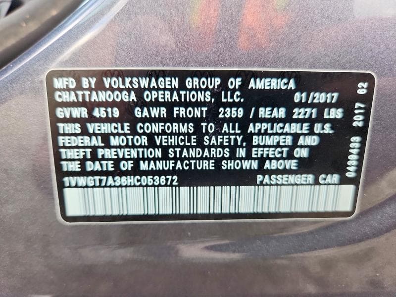 2017 VOLKSWAGEN PASSAT SE 13