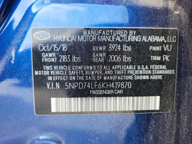 2019 HYUNDAI ELANTRA SE 12