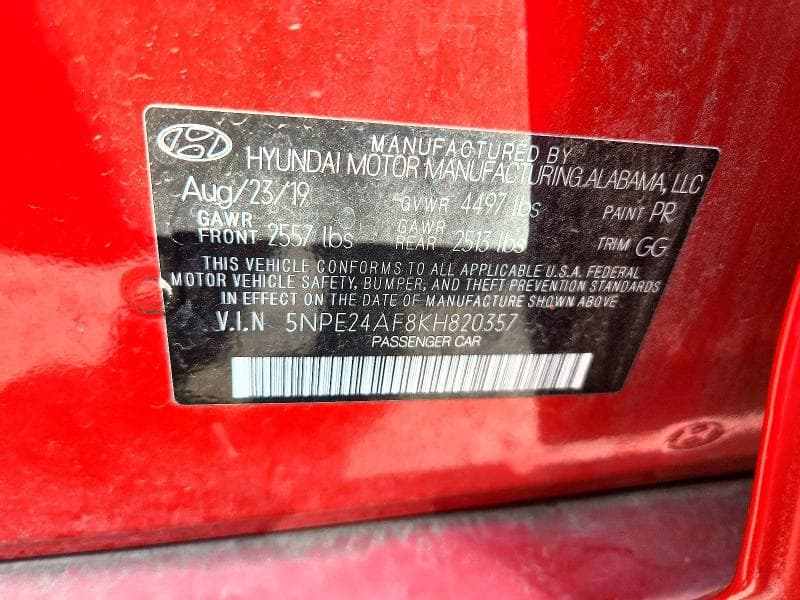 2019 HYUNDAI SONATA SE 12