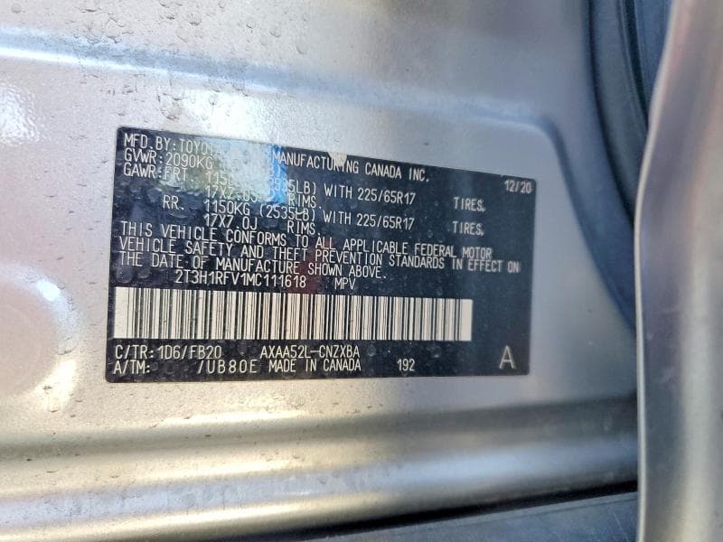 2021 TOYOTA RAV4 LE 14