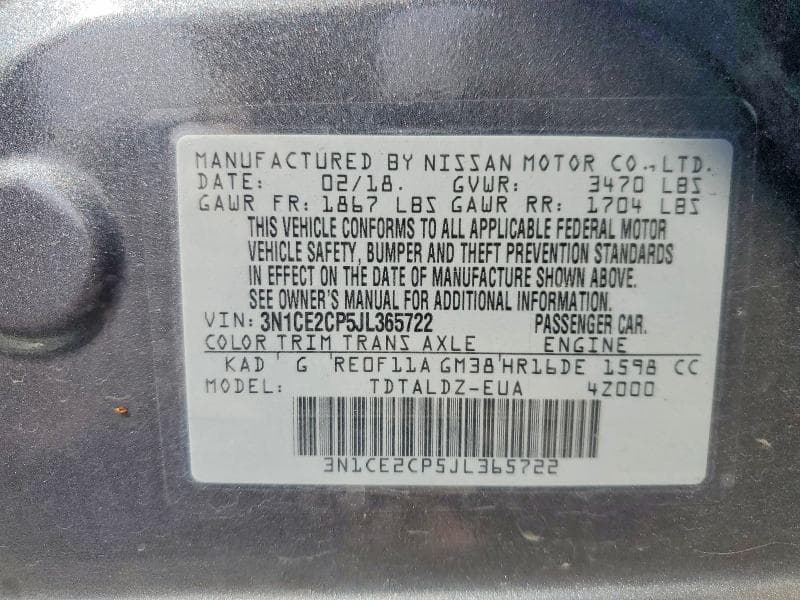 2018 NISSAN VERSA NOTE SV 12