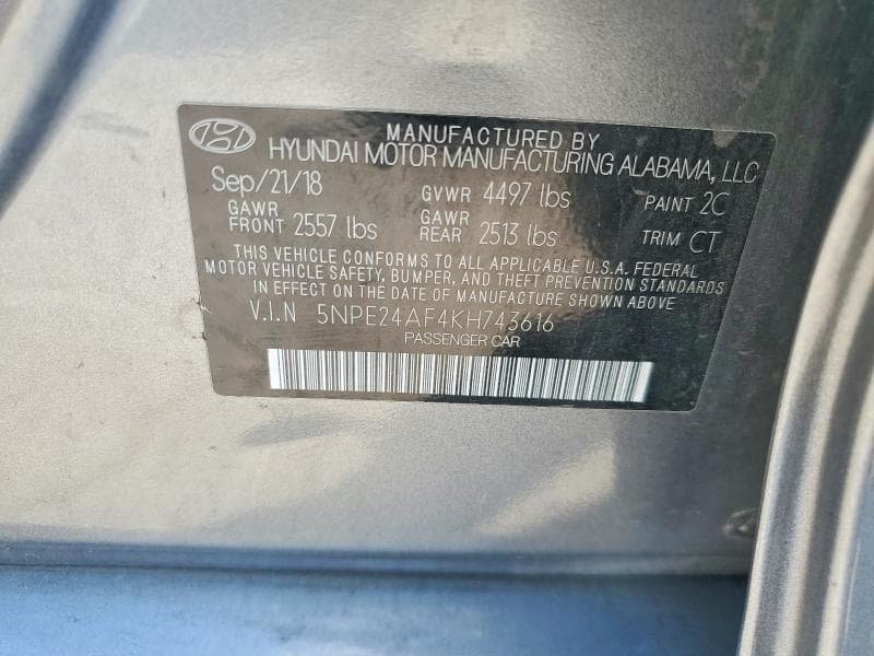 2019 HYUNDAI SONATA SE 12