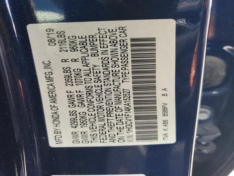 2019 HONDA ACCORD LX 13