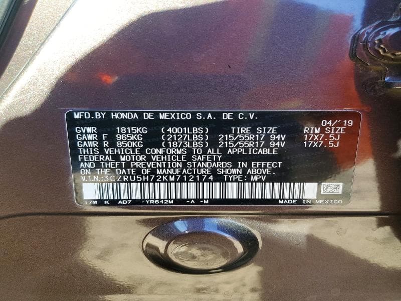2019 HONDA HR-V EXL 14