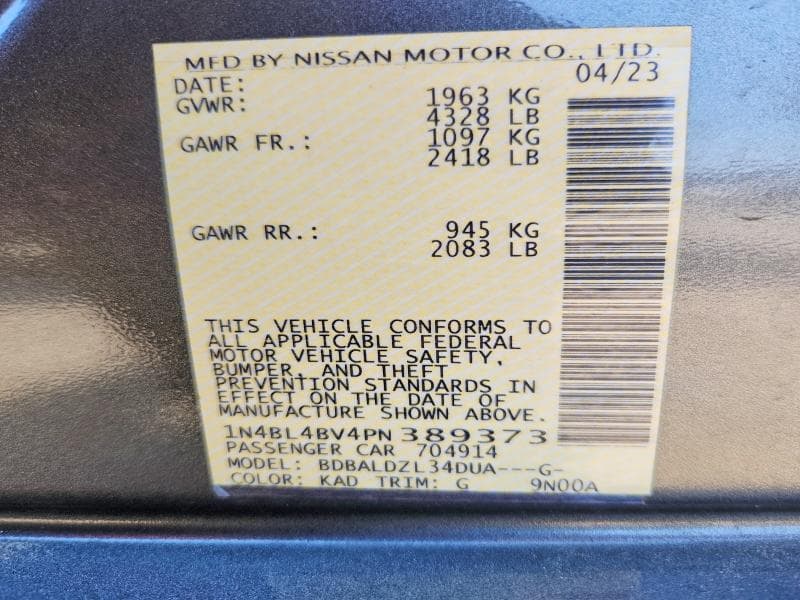 2023 NISSAN ALTIMA S 12